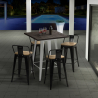 set tavolo bar 60x60cm design industriale Lix 4 sgabelli rough white Sconti