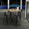 set 4 sgabelli vintage tavolino 60x60cm alto bar industriale rhodes Offerta