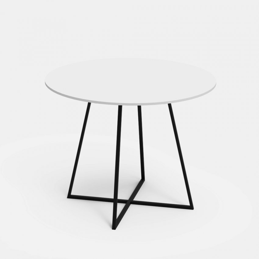 Marmor Tavolo moderno rotondo 100cm bianco gambe metallo nero sala da pranzo