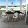 Set 4 sedie design scandinavo tavolo rettangolare 80x120cm Flocs Dark Saldi