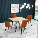 Set 4 sedie design similpelle tavolo legno metallo 80x80cm Wright Light Sconti