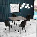 Set bar cucina tavolo 80x80cm industriale 4 sedie design similpelle Wright Dark Sconti