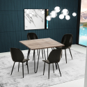 Set tavolo cucina 80x80cm industriale 4 sedie design similpelle Wright Sconti
