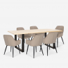 Set tavolo da pranzo 180x80cm 6 sedie velluto design moderno Samsara L1 Sconti