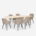 Set 6 sedie design moderno velluto tavolo da pranzo 180x80cm Samsara L3