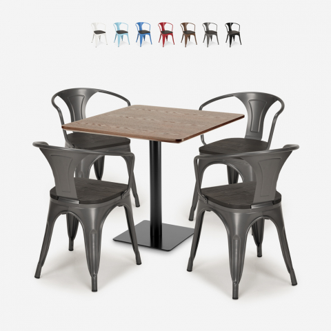 Set tavolino bar ristoranti Horeca 90x90cm 4 sedie Tolix Burke