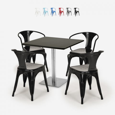 set tavolino horeca bar cucina ristoranti 90x90cm 4 sedie Lix heavy Promozione