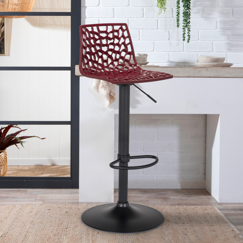 Sgabello design cucina bar base nero opaco regolabile Grand Soleil Spider Matt