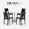 Set 4 sedie impilabile tavolino bianco 90x90cm bar Horeca Prince White Promozione