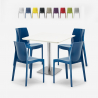 Set 4 sedie impilabili bar ristorante tavolino bianco 90x90cm Horeca Yanez White Offerta