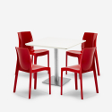 Set 4 sedie impilabili bar ristorante tavolino bianco 90x90cm Horeca Yanez White Misure