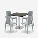 Set 4 sedie polipropilene impilabili tavolino Horeca nero 90x90cm Yanez Black Misure