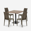 Set tavolino legno 90x90cm Horeca 4 sedie impilabili poly rattan Barrett Catalogo