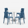 Set 4 sedie polipropilene bar ristorante tavolino bianco Horeca 90x90cm Jasper White Misure