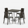 Set 4 sedie impilabili bar cucina tavolino Horeca nero 90x90cm Jasper Black Misure