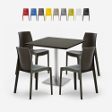 Set 4 sedie impilabili bar cucina tavolino Horeca nero 90x90cm Jasper Black Promozione