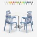 Set 4 sedie impilabili polipropilene tavolino bianco 90x90cm Horeca Dustin White Promozione