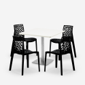 Set 4 sedie impilabili polipropilene tavolino bianco 90x90cm Horeca Dustin White 