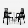 Set 4 sedie impilabili polipropilene tavolino bianco 90x90cm Horeca Dustin White 
