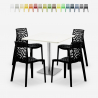 Set 4 sedie impilabili polipropilene tavolino bianco 90x90cm Horeca Dustin White Costo