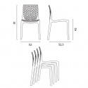 Set 4 sedie impilabili polipropilene tavolino bianco 90x90cm Horeca Dustin White 