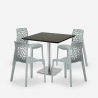 Set tavolino nero 90x90cm Horeca 4 sedie bar ristorante cucina Dustin Black 