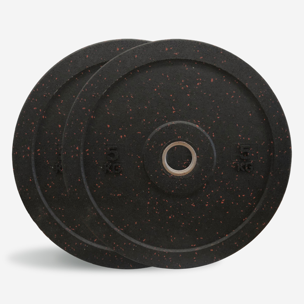 2 x 5 kg dischi gomma pesi cross training bilanciere olimpico Bumper HD Dot