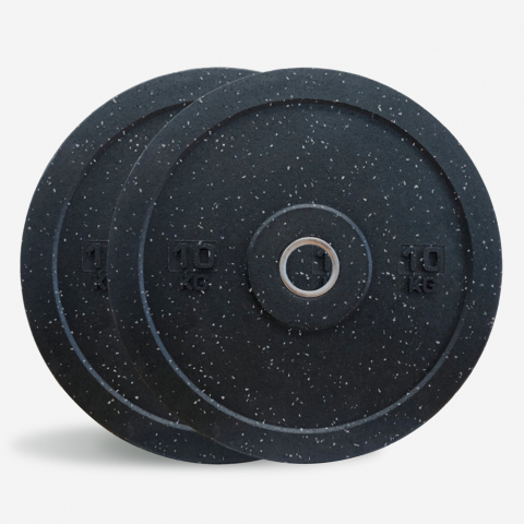 2 x 10 kg dischi gomma pesi cross training bilanciere olimpico Bumper HD Dot