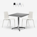 Set tavolo quadrato apribile 70x70cm acciaio 2 sedie esterni Mores Promozione
