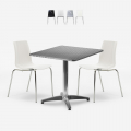 Set tavolo quadrato apribile 70x70cm acciaio 2 sedie esterni Mores Promozione