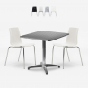 Set tavolo quadrato apribile 70x70cm acciaio 2 sedie esterni Mores Promozione