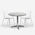 Set da esterno 2 sedie design moderno tavolo 70cm rotondo acciaio Remos Modello