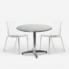Set da esterno 2 sedie design moderno tavolo 70cm rotondo acciaio Remos Modello