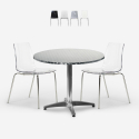 Set da esterno 2 sedie design moderno tavolo 70cm rotondo acciaio Remos Saldi