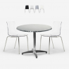 Set da esterno 2 sedie design moderno tavolo 70cm rotondo acciaio Remos Saldi
