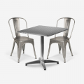 set tavolo quadrato pieghevole 70x70cm acciaio 2 sedie Lix vintage magnum Promozione