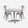 set tavolo rotondo 70cm acciaio 2 sedie vintage design taerium Promozione