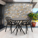 Set tavolo quadrato nero 70x70cm 2 sedie design Moai Black Saldi