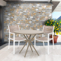 Set tavolo rotondo 80cm beige 2 sedie polipropilene design Fisher Offerta