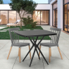 Set 2 sedie design moderno tavolo quadrato nero 70x70cm Roslin Black Caratteristiche