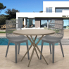 Set 2 sedie design moderno tavolo rotondo beige 80cm esterno Bardus Misure