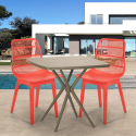 Set 2 sedie polipropilene tavolo quadrato beige 70x70cm design Cevis Vendita