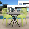 Set tavolo quadrato 70x70cm nero 2 sedie design moderno Cevis Dark Vendita
