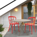 Set 2 sedie polipropilene design tavolo 80cm rotondo beige Kento Saldi