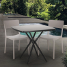 Set tavolo quadrato 70x70cm nero 2 sedie esterno design Regas Dark Vendita