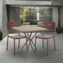 Set tavolo quadrato beige polipropilene 70x70cm 2 sedie design Larum Vendita