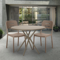 Set 2 sedie polipropilene design tavolo rotondo 80cm beige Ipsum Vendita