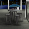 set tavolo alto e 4 sgabelli in metallo design industriale gowanus Vendita