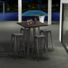 set tavolo alto e 4 sgabelli in metallo stile industriale williamsburg Vendita