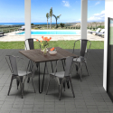 set tavolo quadrato con 4 sedie in metallo e legno stile industriale pigalle Vendita